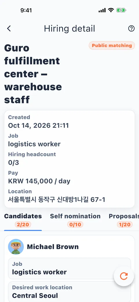 Matched candidates, automatically